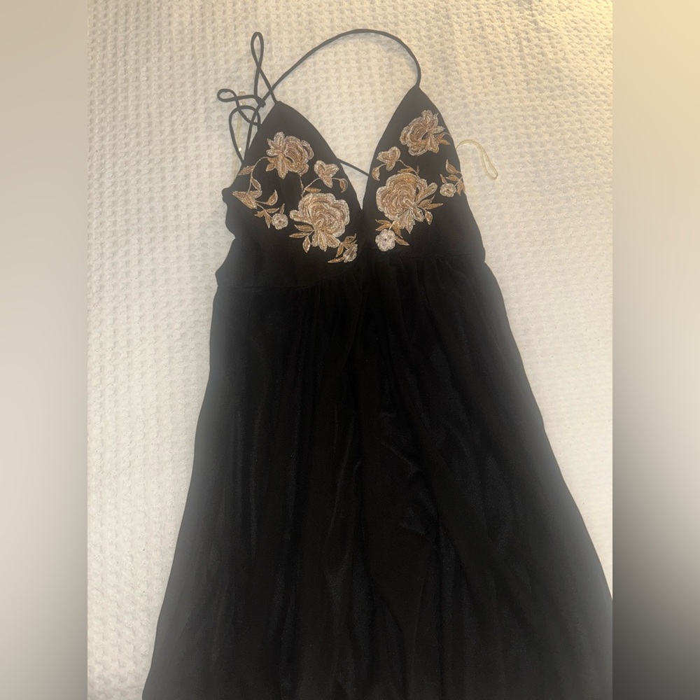 Maxi black deep v dress free people